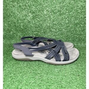 Skechers Womens Reggae Slim Stretch Navy Blue Grey Slingback Sandals Size 9